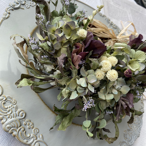 紫陽花のドライフラワーリース ハーフリース リース Yuhana(優花) 通販  