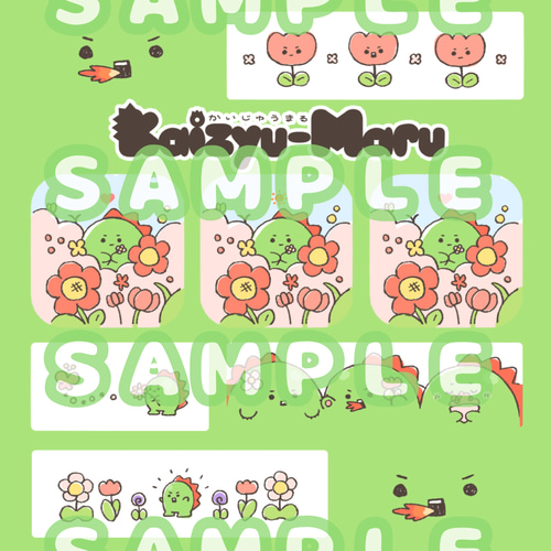 かいじゅうまるセット】ゆるかわオリジナルキャラクターシール