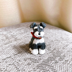 シュナウザー　ミニチュア　犬　フィギュア　置物　オブジェ　粘土 1枚目の画像