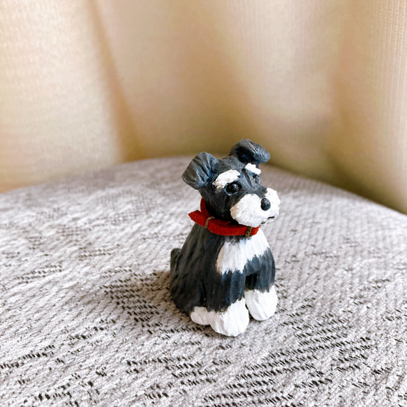 シュナウザー　ミニチュア　犬　フィギュア　置物　オブジェ　粘土 2枚目の画像