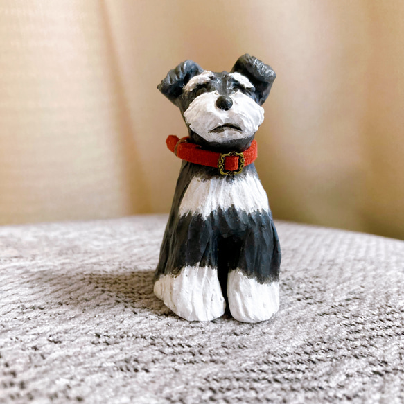 シュナウザー　ミニチュア　犬　フィギュア　置物　オブジェ　粘土 6枚目の画像