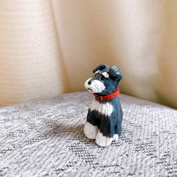シュナウザー　ミニチュア　犬　フィギュア　置物　オブジェ　粘土 3枚目の画像