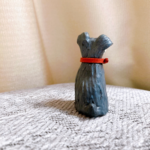 シュナウザー　ミニチュア　犬　フィギュア　置物　オブジェ　粘土 7枚目の画像