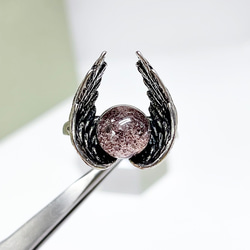 【超美品】ガーデンクォーツ　リング　天使の羽　指輪　天然石　水晶　1 1枚目の画像