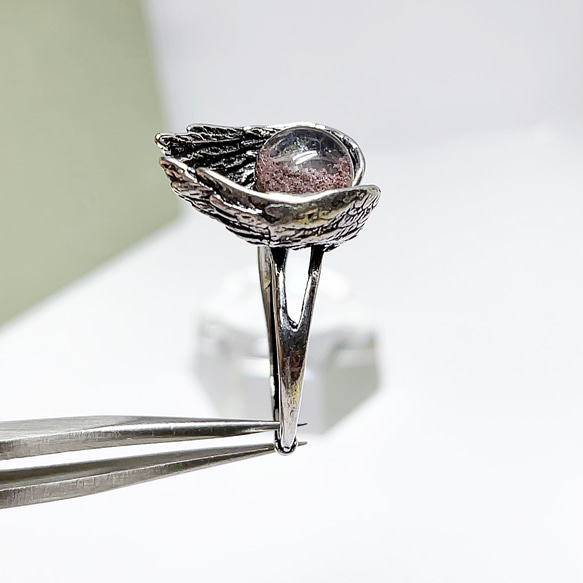 【超美品】ガーデンクォーツ　リング　天使の羽　指輪　天然石　水晶　1 5枚目の画像