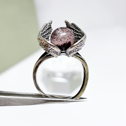 【超美品】ガーデンクォーツ　リング　天使の羽　指輪　天然石　水晶　1 6枚目の画像
