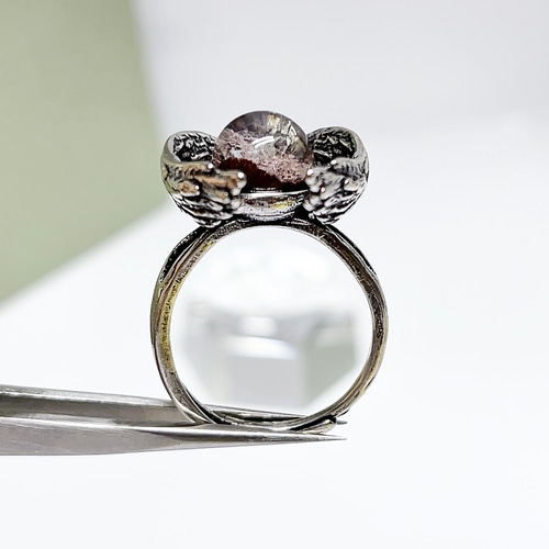 超美品】ガーデンクォーツ リング 天使の羽 指輪 天然石 水晶 1 指輪