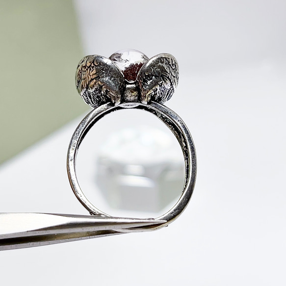 【超美品】ガーデンクォーツ　リング　天使の羽　指輪　天然石　水晶　1 8枚目の画像