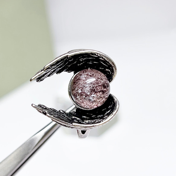 【超美品】ガーデンクォーツ　リング　天使の羽　指輪　天然石　水晶　1 4枚目の画像