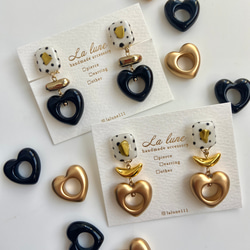 ドット ハート dot square × gold heart hoop 5枚目の画像