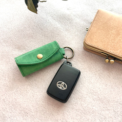 ミニ キーケース キーホルダー 革 イタリアレザー オイルレザー  小さな浪曼派コンパクトキーケース  名入れ 刻印 8枚目の画像