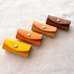 ミニ キーケース キーホルダー 革 イタリアレザー オイルレザー  小さな浪曼派コンパクトキーケース  名入れ 刻印 4枚目の画像