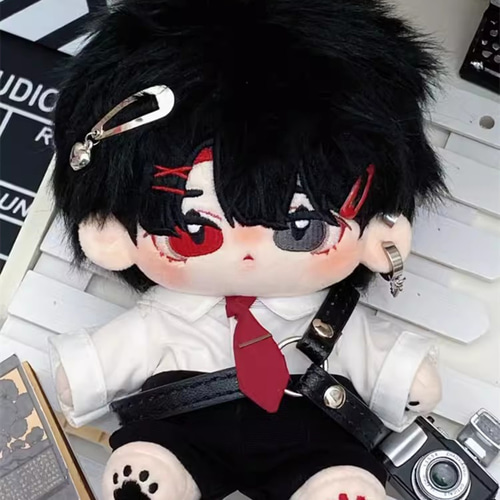 20cmぬいぐるみ 着せ替えぬいぐるみ うどう 黒髪赤と灰色異色目