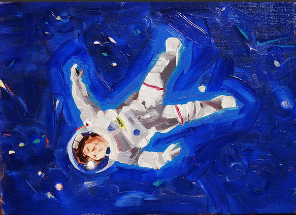 「宇宙」油絵  油彩 キャンバスF4号 33cm✖️24cm 額無し 1枚目の画像