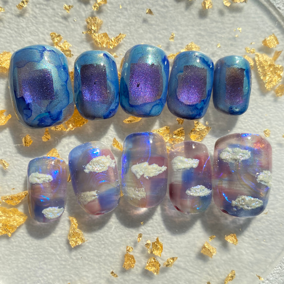 19］ネイルチップ うるうるネイル ぷっくり オーロラ ぷるぷる