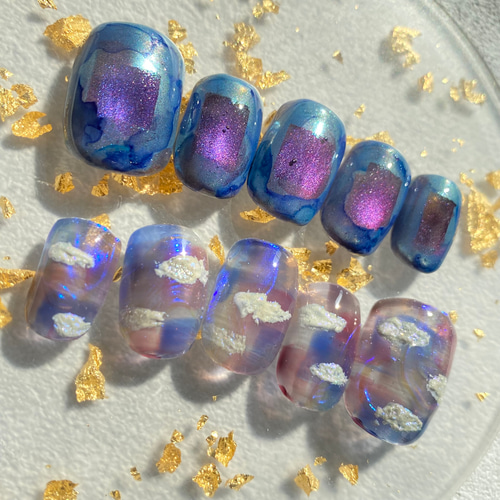 サイズオーダー】夜空みたいな個性派マグネットネイル ニュアンス  