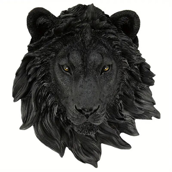 レプリカ 動物 ヘッドウォールマウント ブラックライオン 黒 頭 インテリア フェイク 剥製 at-0101 1枚目の画像