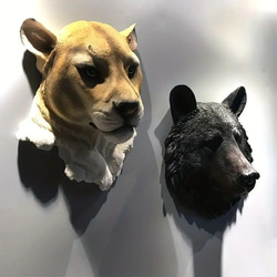 レプリカ 動物 ヘッドウォールマウント ブラックライオン 黒 頭 インテリア フェイク 剥製 at-0101 4枚目の画像