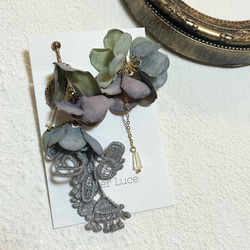 紫陽花の耳飾り ピアス　イヤリング 2枚目の画像