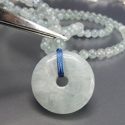 アクアマリンネックレストップ付き手作り一点物天然石3月誕生石105
