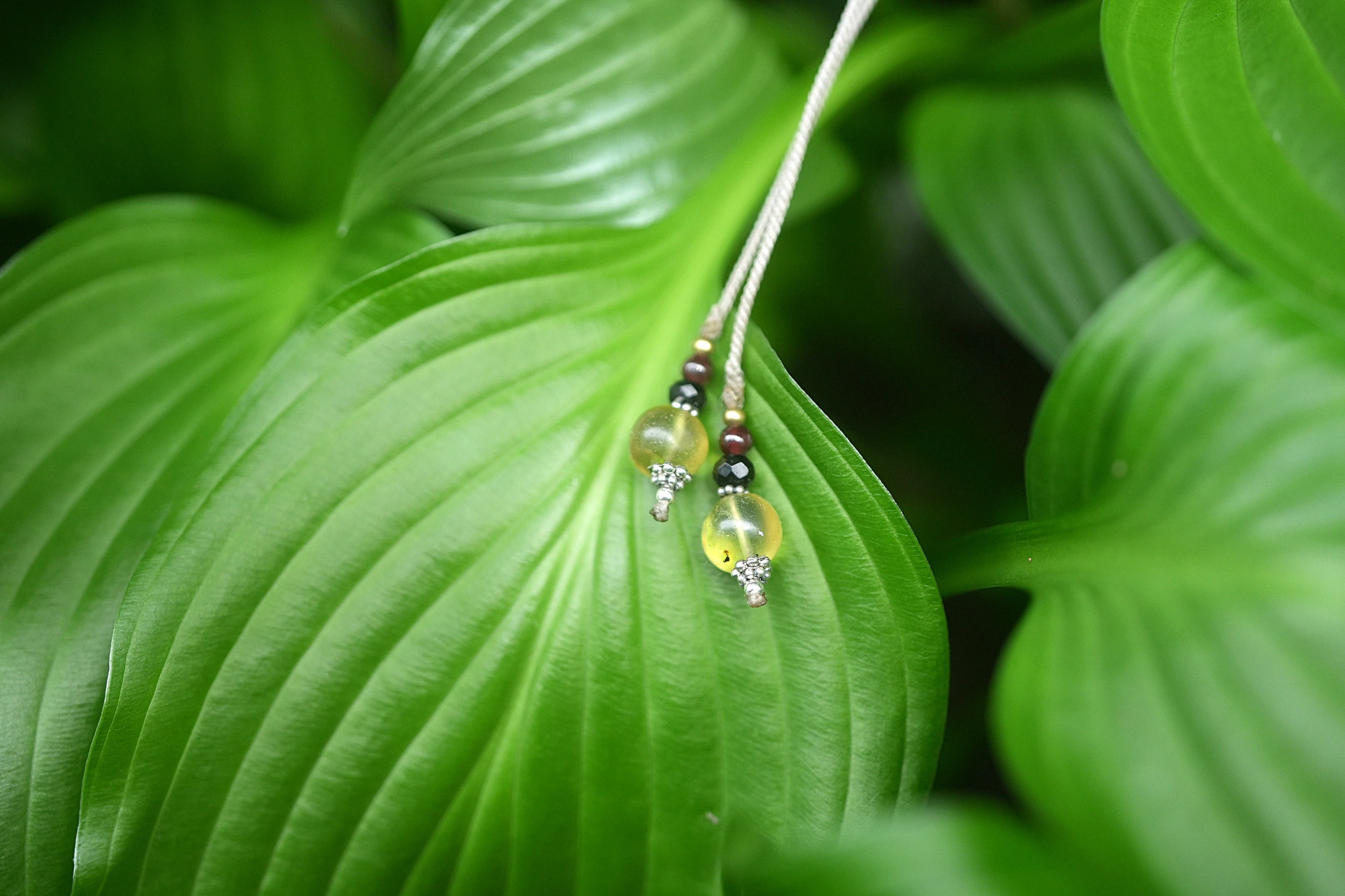 古代の奇跡とサファイア★アンバー マクラメネックレス1582