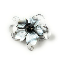 東京切子ブローチ　雅七宝　マザーオブパール　ブラック 2枚目の画像