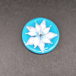 ターコイズブルーのWHITE　FLOWER　ヘアゴム　ポニーフック　 6枚目の画像