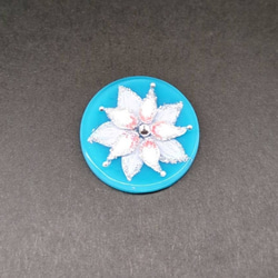 ターコイズブルーのWHITE　FLOWER　ヘアゴム　ポニーフック　 5枚目の画像
