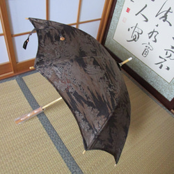 泥染め・着物から日傘（傘袋付き） 7枚目の画像