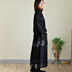 趣きのある３D花模様織りのギャザースカート：インナーペチコート付き 5枚目の画像