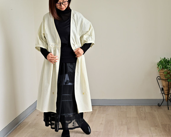 趣きのある３D花模様織りのギャザースカート：インナーペチコート付き 16枚目の画像
