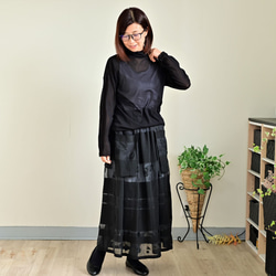 趣きのある３D花模様織りのギャザースカート：インナーペチコート付き 9枚目の画像