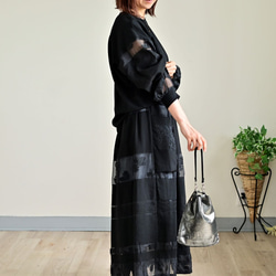 趣きのある３D花模様織りのギャザースカート：インナーペチコート付き 18枚目の画像