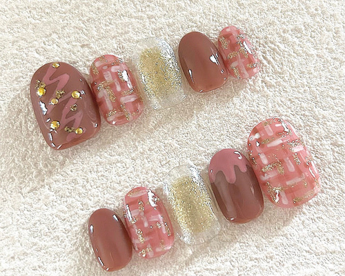 即日発送】ストロベリーチョコネイル ネイルチップ（つけ爪