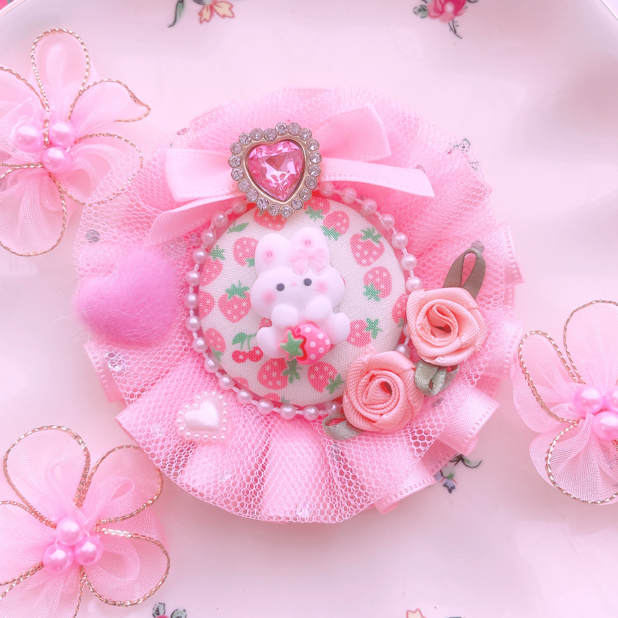 ふわふわロゼット ♡ふわふわいちごうさちゃんロゼットキーホルダー♡ その他雑貨 Pink