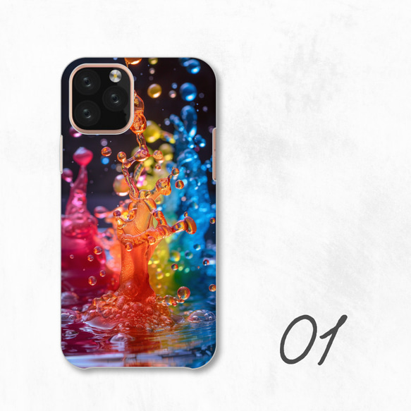 彩色水彩藝術液體防潑水智慧型手機保護殼相容於所有型號後背式硬殼 NLFT-HARD-a415 第3張的照片