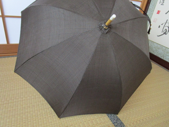 本場泥大島紬の着物から日傘（傘袋付き） 5枚目の画像