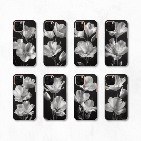 花朵單色花卉圖案現代別緻智慧型手機保護殼相容於所有型號後背式硬殼 NLFT-HARD-a419 第2張的照片