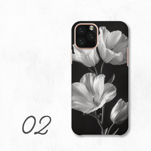 花朵單色花卉圖案現代別緻智慧型手機保護殼相容於所有型號後背式硬殼 NLFT-HARD-a419 第4張的照片