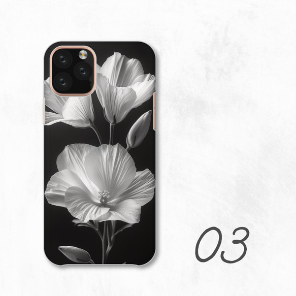 花朵單色花卉圖案現代別緻智慧型手機保護殼相容於所有型號後背式硬殼 NLFT-HARD-a419 第5張的照片