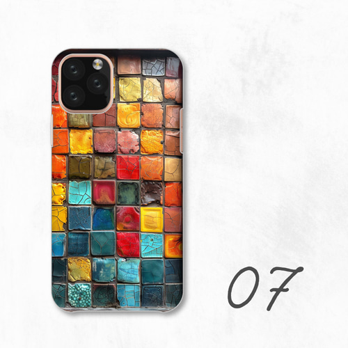 カラフル モザイク 配色 アート モダン 全機種対応スマホケース 背面型