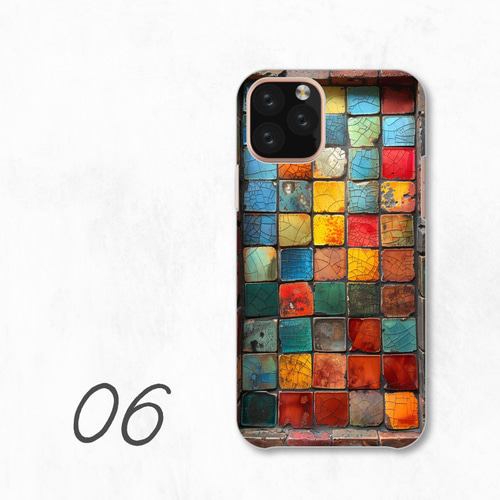 カラフル モザイク 配色 アート モダン 全機種対応スマホケース 背面型