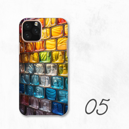 カラフル アート ユニーク ガラス光沢 全機種対応スマホケース 背面型