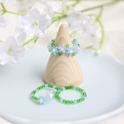 ハンドメイド　ビーズ　指輪　リング　ビーズ編み　ネックレス　ブローチ　まとめ売り 3点セット❣️選べるビーズリング💍 - MANISH(マニッシュ
