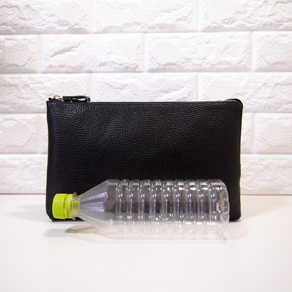 ★日本製造★真皮★L型拉鍊，加大號★斜挎單肩包★黑色★寬肩帶3cm★銀色拉鍊★ 第15張的照片