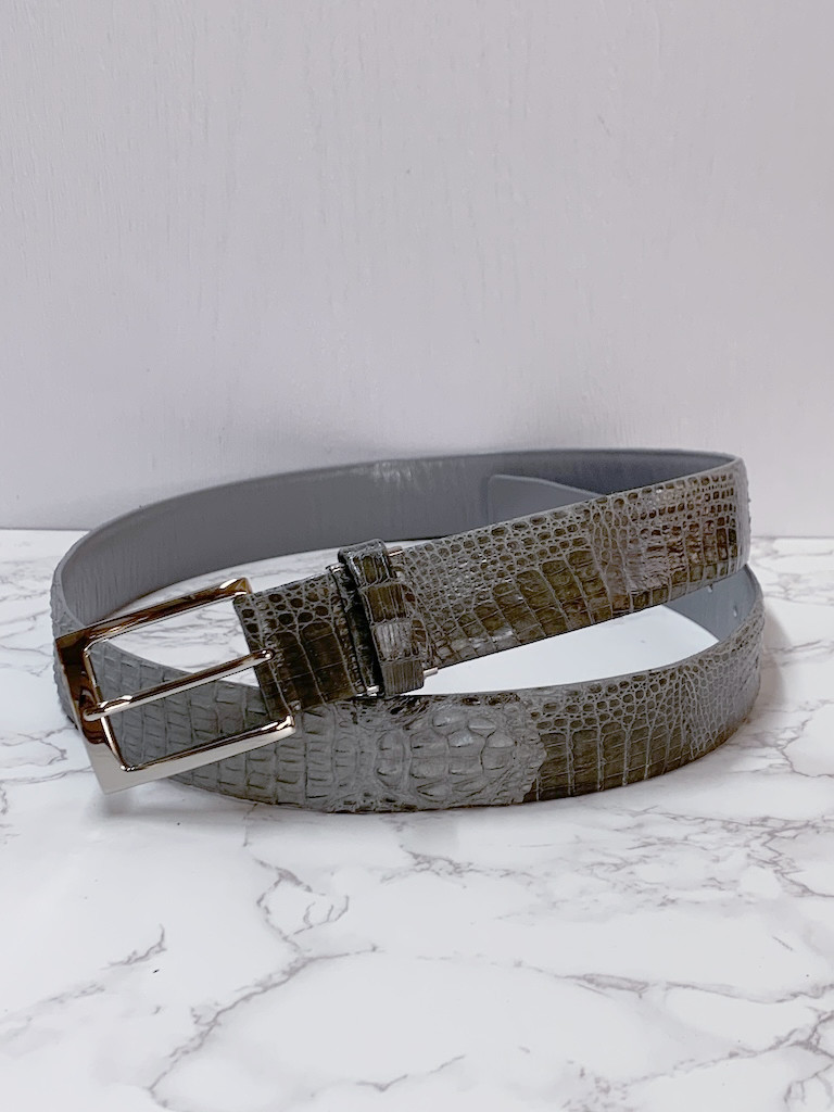 日本製　背ワニ　２匹取り　ベルト　Lサイズ　３５㎜巾　上質　フリーサイズ　エキゾチックレザー