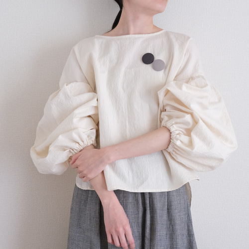 バルーンスリーブブラウス しわ加工 ナチュラル ブラウス POPO 通販