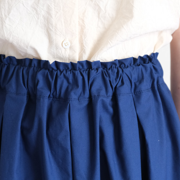 ウエストフリルプリーツギャザースカート　ブルーネイビー 7枚目の画像