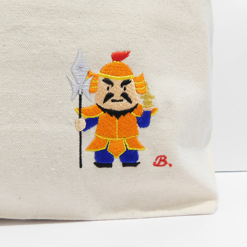 七福神 毘沙門天の刺繍入りオリジナルトートバッグ トートバッグ blatt