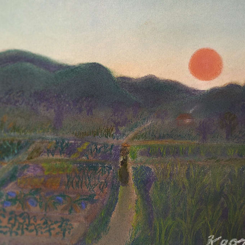 パステル画（原画）夕焼け。 10b322937b4f95197d3e3ed38afb44